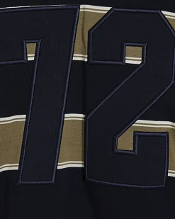 Navy Oversized Fit Stripe Heavyweight T-Shirt