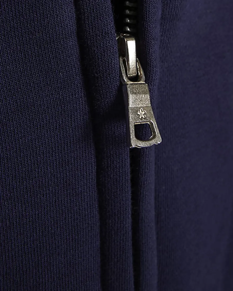 Navy Oversized Fit Zip Through Hoodie