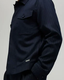 Navy Pinstripe Blazer Jacket