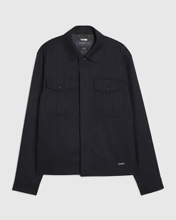 Navy Pinstripe Blazer Jacket