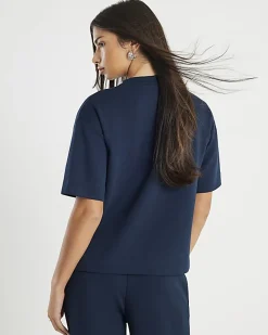 Navy Premium Short Sleeve Boxy Fit T-shirt