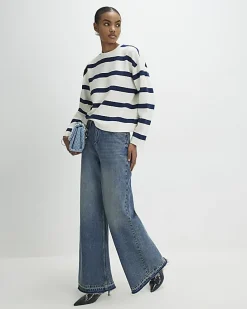 Navy Premium Striped Long Sleeve Top