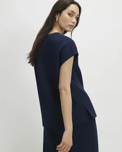 Navy Premium Twill Short Sleeve Top