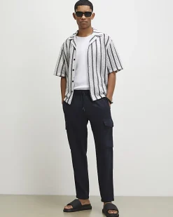 Navy Regular Fit Cargo Trousers