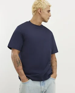 Navy Regular Fit Crew Neck Midweight T-Shirt