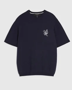Navy Regular Fit Knitted T-Shirt