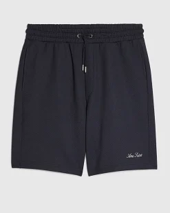Navy Regular Fit Textured Shorts