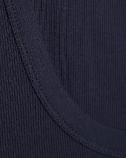Navy Ribbed Scoop Neck Vest Top