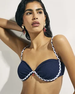 Navy Rope Trim Bikini Top