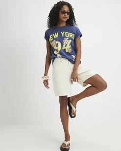 Navy Short Sleeve New York Badge T-Shirt