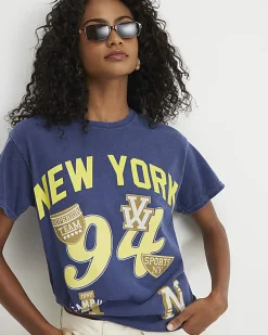 Navy Short Sleeve New York Badge T-Shirt