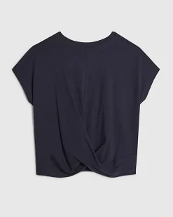 Navy Short Sleeve Twist Front T-Shirt