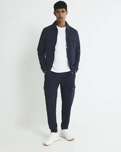 Navy Skinny Fit Stretch Cargo Trousers