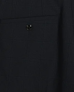Navy Slim Fit Check Suit Trousers