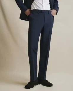 Navy Slim Fit Check Suit Trousers