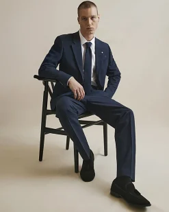 Navy Slim Fit Check Suit Jacket