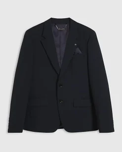 Navy Slim Fit Check Suit Jacket