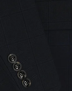 Navy Slim Fit Check Suit Jacket