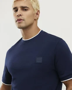 Navy Slim Fit Interlock Crew Neck T-Shirt