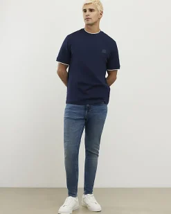 Navy Slim Fit Interlock Crew Neck T-Shirt