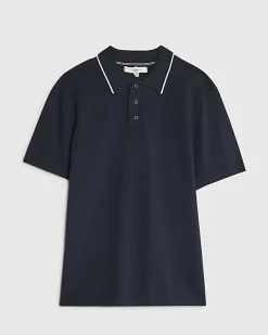 Navy Slim Fit Knitted Polo Shirt