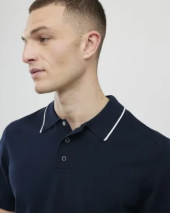 Navy Slim Fit Knitted Polo Shirt