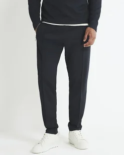 Navy Slim Fit Pique Pintuck Joggers