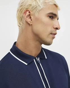 Navy Slim Fit Polo Shirt And Shorts Set