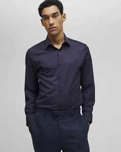Navy Slim Fit Premium Long Sleeve Shirt