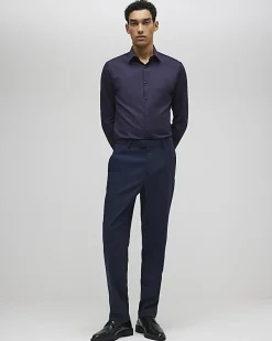 Navy Slim Fit Premium Long Sleeve Shirt