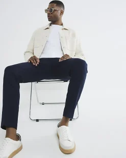 Navy Slim Fit Stretch Chino Trousers