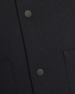Navy Slim Fit Textured Overshirt