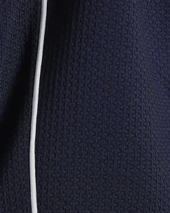 Navy Slim Fit Textured Tipped Shorts