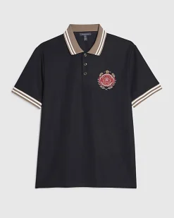 Navy Slim Fit Tipped Crest Polo Shirt