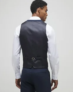 Navy slim fit waistcoat
