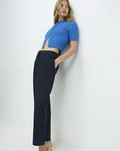 Navy Straight Leg Trousers