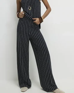 Navy Stripe Wide Leg Joggers