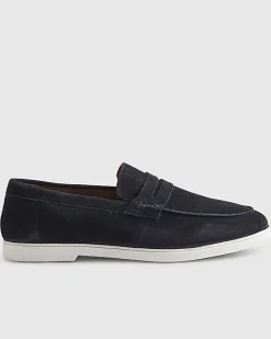 Navy Suede Loafers