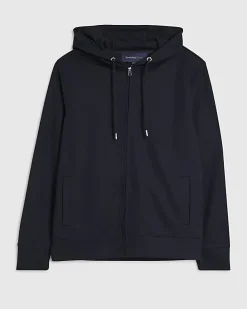 Navy Zip Through Pique Hoodie