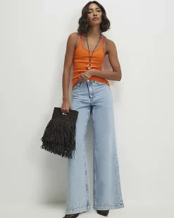Orange Cotton Whipstitch Tank Top