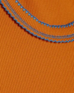 Orange Cotton Whipstitch Tank Top