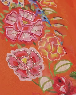 Orange Floral Tunic Beach Dress