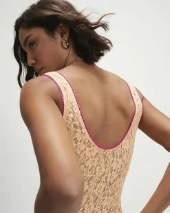 Orange Lace V Neck Cami