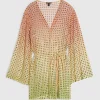Orange Ombre Embellished Belted Kimono