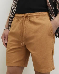 Orange Regular Fit Cross Hatch Shorts