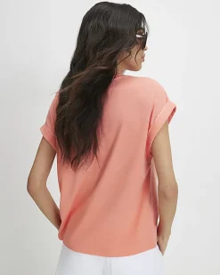 Orange Short Sleeve Burnout Effect T-Shirt