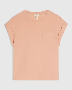Orange Short Sleeve Burnout Pocket T-shirt