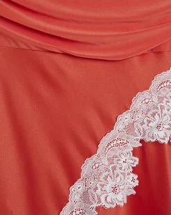 Orange Short Sleeve Lace Hybrid Midi Dress