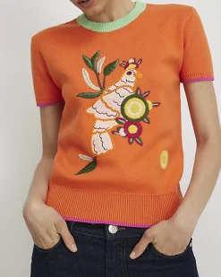 Orange Toucan Knitted T-Shirt