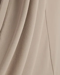 Petite Beige Fitted Waist Maxi Dress